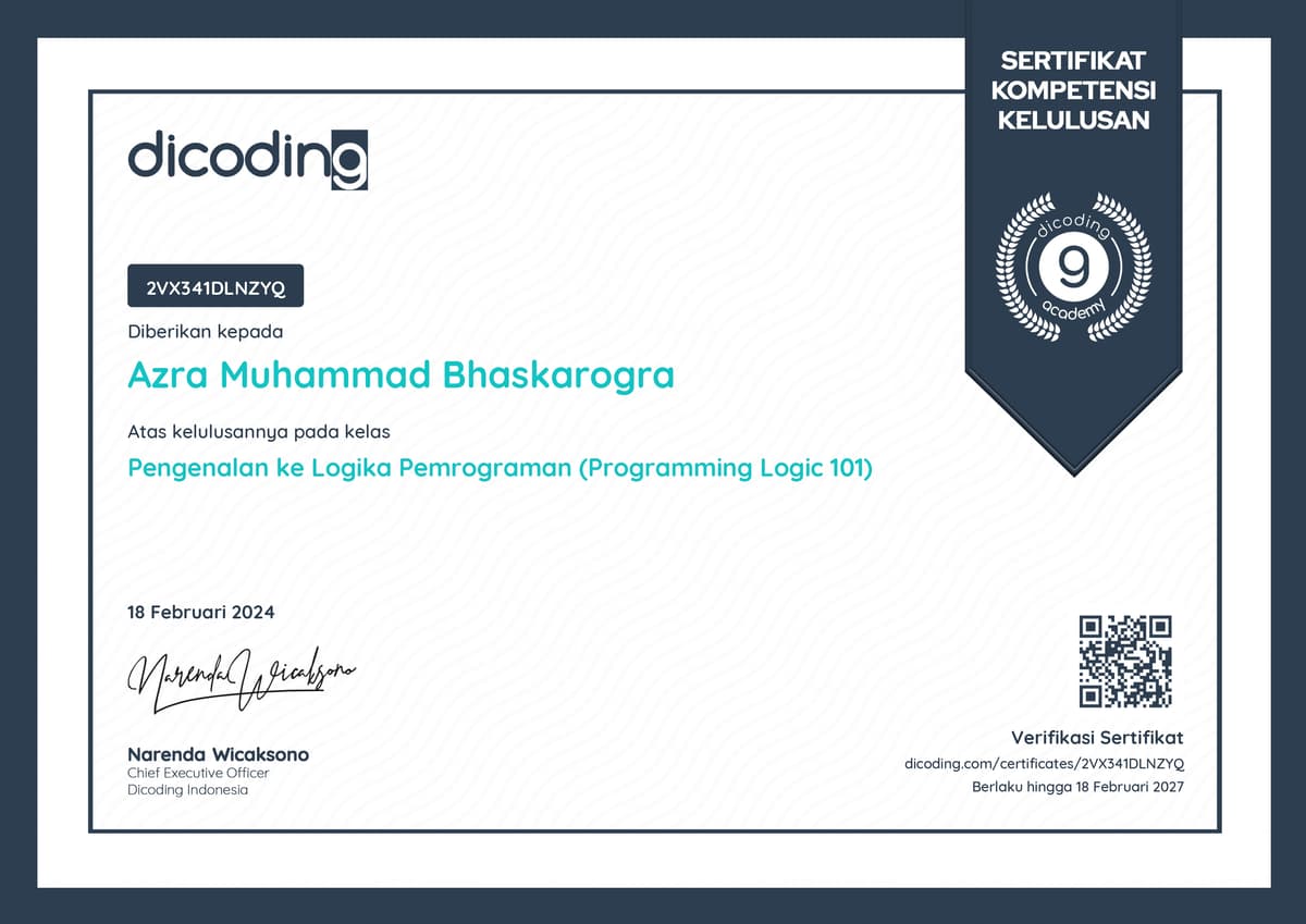 Pengenalan ke Logika Pemrograman (Programming Logic 101)